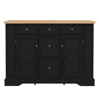 Sideboard Buffet Cabinet With 5 Drawers, 2 Cabinets, Adjustable Shelves