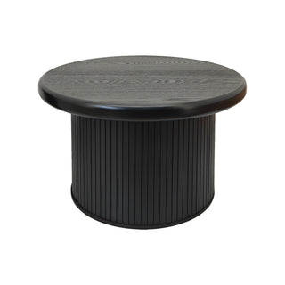 Fluted Cylinder Side Tables, Round End Tables For Living Room (Set of 2) - Black