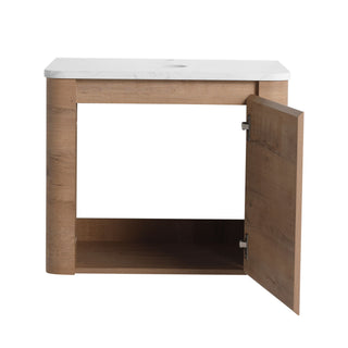 24" Wall Mounted Bathroom Vanity With Soft Close Door, Excluding Sink - Imitative Oak