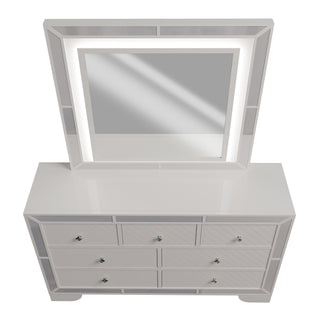 1 Piece Dresser With Diamond-Shaped Knob Handles, Bedroom Furniture - Cream
