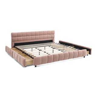 Modern Platform Bed Frame With Thick Fabric