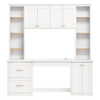 Computer Desk With Hutch, Workstation With Desk Grommet & Keyboard Tray