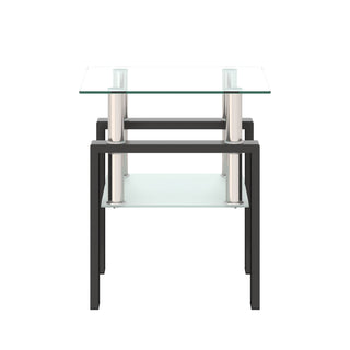 Modern Tempered Glass Tea Table, End Square Table For Living Room