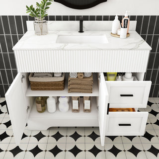 Bathroom Vanity Set, Fluted Cabinet, Soft Close Doors & Drawers - White