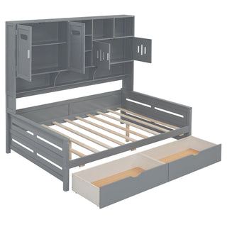 Daybed With All-In-One Cabinet And Shelf