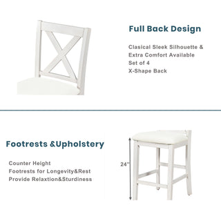 5 Pieces Counter Height Rustic Farmhouse Dining Room Wooden Bar Table Set With 2 Stools And 2 Chairs