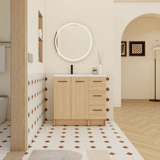 Wall Mounted Floating Bathroom Vanity With Sink, Door & Drawers Modular Cabinet