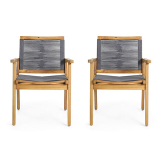 5 Piece Outdoor Dining Set With Table And Arm Chairs - Dark Gray / Light Teak / Teak