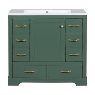 Modern Bathroom Vanity With Sink, 6 Drawers, Adjustable Shelf