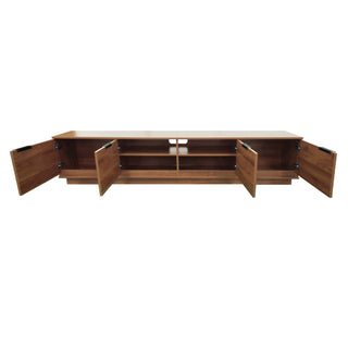 TV Stand, Entertainment Center & Fluted Door & Cable Management, Soft Closing Hinges - Walnut