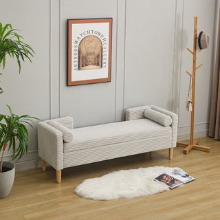 Upholstered Corduroy Flip Top Storage Bench For Living Room