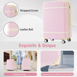 Hardshell Luggage Set 4 Pieces With Tsa Lock 20" / 24" / 28" Spinner Suitcase Lightweight - Light Pink
