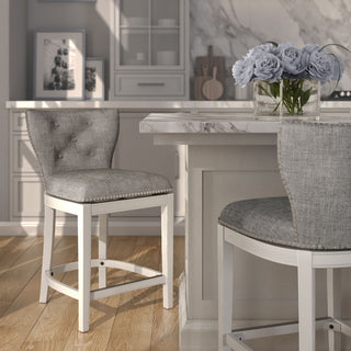 Upholstered Swivel Stool With Back