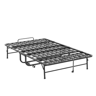Twin Wide Folding Bed For Tall People, Extra Long & Wide Rollaway With Memory Foam, Heavy-Duty Capacity Guest, Spacious Portable Cot - Black