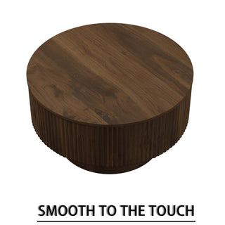 Modern Circular Coffee Table With Stripe Design And Storage Space