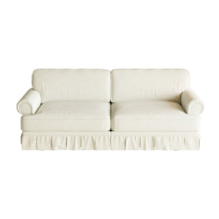 Luxuriously Comfortable Cloud Couch Sofa With Elegant Rolled Arms & Pleated Skirt Design