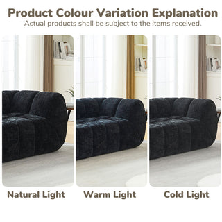 Quilted Cloud Sofa With Rounded Armrests And Piano Key Backrest Design