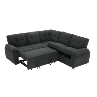 Convertible Sectional Sofa Bed With Pull Out Sleeper And Storage