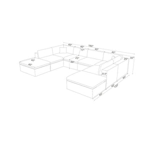 Custom Configuration Modular Sectional & Toss Pillows