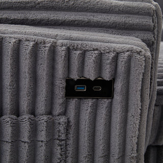 Convertible U-Shaped Sectional Sofa Bed With USB Ports And Storage