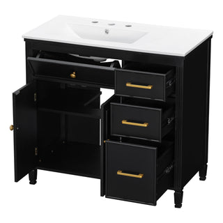 Bathroom Vanity With Sink Top, 3 Soft Closing Drawers