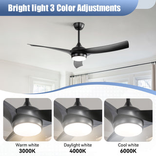 52" Ceiling Fan With 18W LED Light And Remote Control