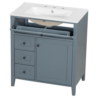 Modern Bathroom Vanity With Sink, 3 Drawers And Adjustable Shelf