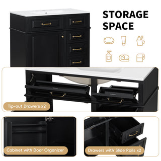 Modern Bathroom Vanity With Sink Top, Flip Drawer Design