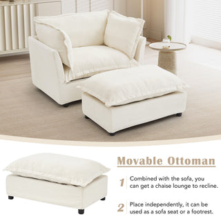 Modern Armchair Sofa With Movable Ottoman