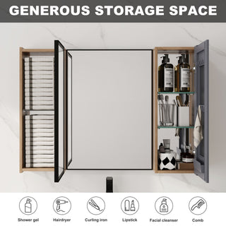 Wall Mounted Cabinet With Soft Close Door, Adjustable Shelves Storage For Bathroom - Imitative Oak
