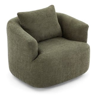 360° Swivel Barrel Sofa Chair With Throw Pillow, Upholstered Accent Chair