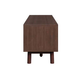 TV Stand For 75" TVs With Soft Closing Doors, Console With Accents And Drop Down Cabinet - Dark Brown