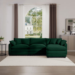 Modern Modular Cushion Sofa With Ottoman, Low Back, Deep Seating Sofa Set