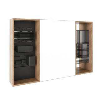 Wall Mounted Bathroom Mirror Cabinet With Storage - Imitative Oak