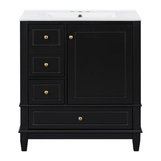 Freestanding Bathroom Vanity With Sink, Soft Close Door, 3 Drawers