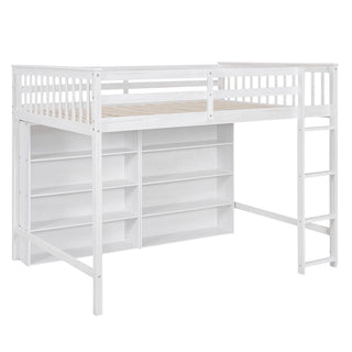 Loft Bed With 8 Open Storage Shelves And Built In Ladder