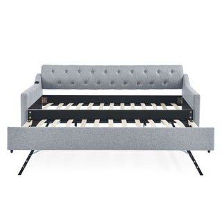 Size Upholstered Daybed With Trundle And USB Charging Armrest