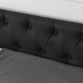 Upholstered Tufted Daybed With 2 Drawers, Waved Arms