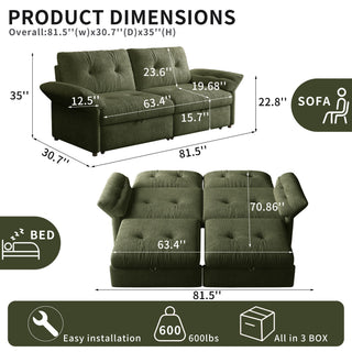 Sofa Bed, 2 In 1 Design For Living Rooms