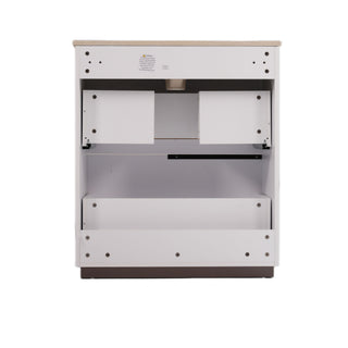 Fluted Bathroom Vanity With Ceramic Sink, Soft Close Slides