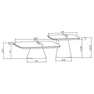 Duncan - 2 Piece Coffee Table Set With Sculpted Bases - Walnut