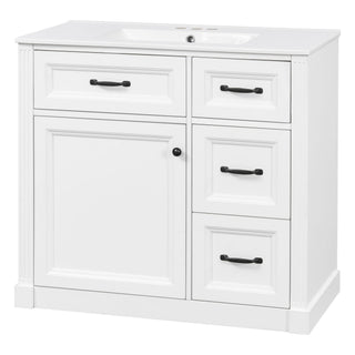 Modern Bathroom Vanity With Sink, 4 Drawers, Soft-Close Door, Adjustable Shelf