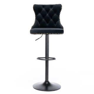 Swivel Barstools Adjusatble Seat Height, Modern Upholstered Bar Stools With Backs Comfortable Tufted For Home Pub And Kitchen Island (Set of 2)