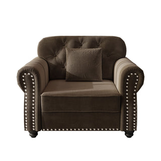 Upholstered Sofa With Nailhead Trim And Rolled Armrests