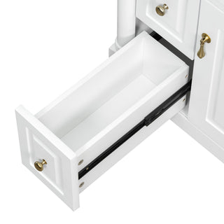 Freestanding Bathroom Vanity With Sink, Adjustable Shelf & Flip Drawer