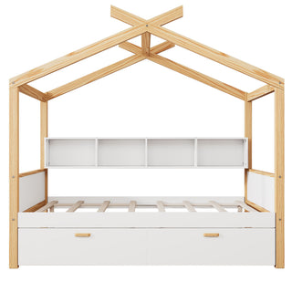 House Bed With Bookshelf Storage