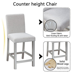 5 Piece Counter Height Table Set, Square Table And 4 Upholstered Chairs