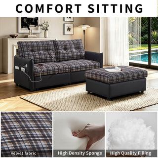 Sleeper Sofa, Expandable Sectional With Ottoman For Living Room
