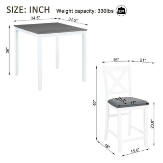 5 Piece Counter Height Dining Table Set With 4 Chairs