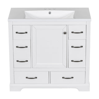 Modern Bathroom Vanity With Sink, 6 Drawers, Adjustable Shelf